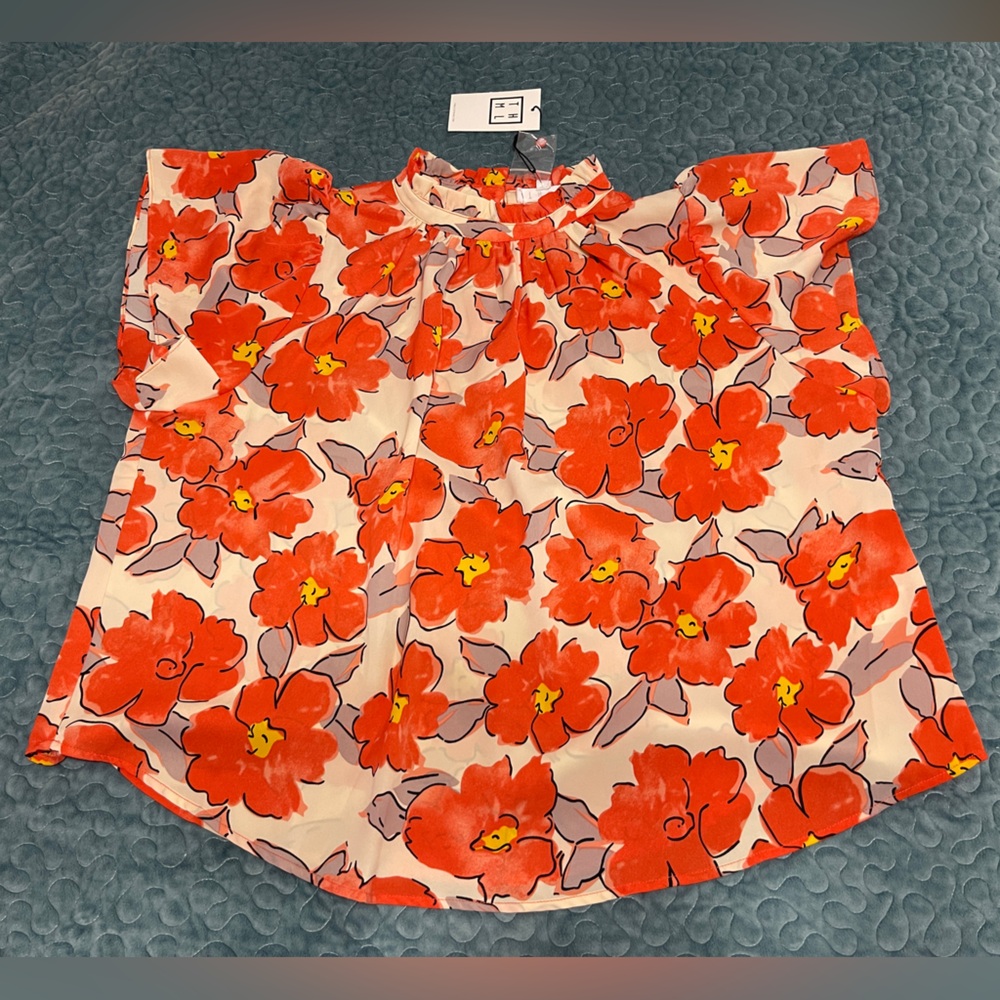 THML Coral Floral Puff-Sleeve Blouse - Picture 9 of 11